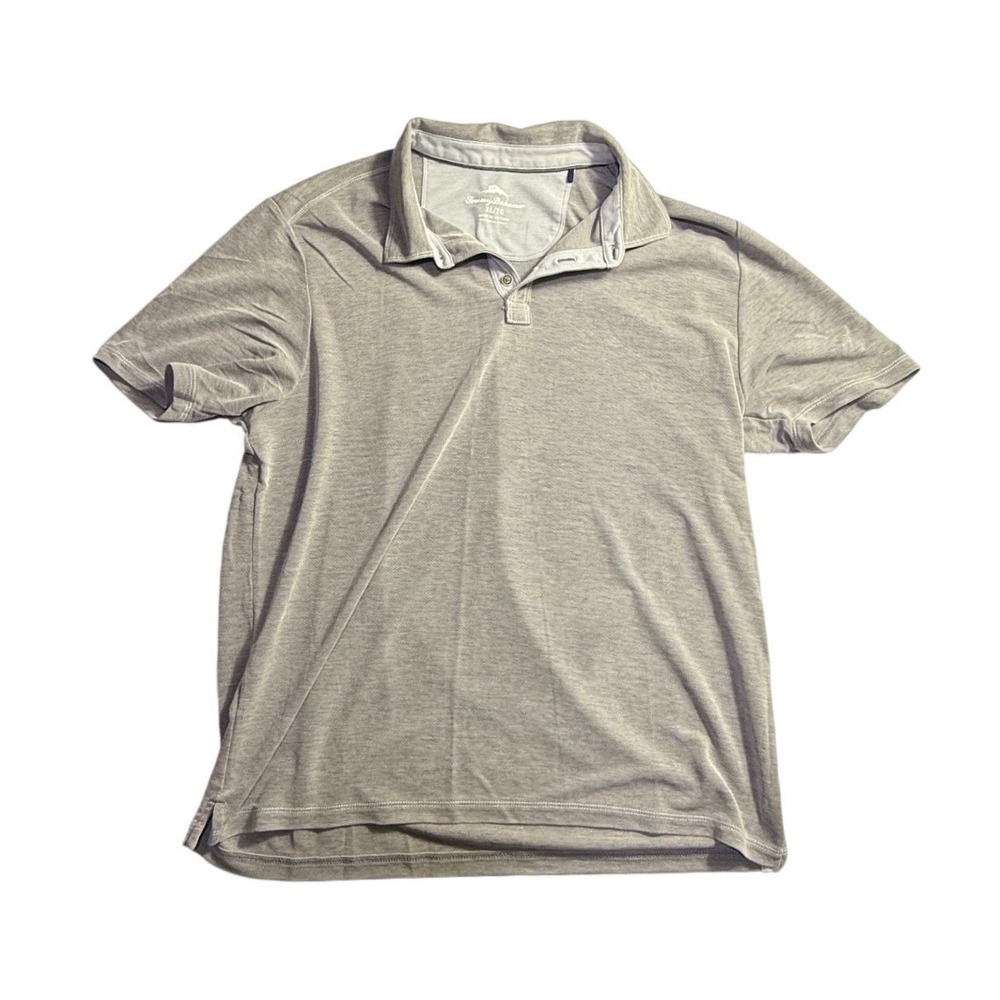 Tommy Bahama Mens XL Gray Tencel Lyocell Blend Short Sleeve Polo Shirt-2277